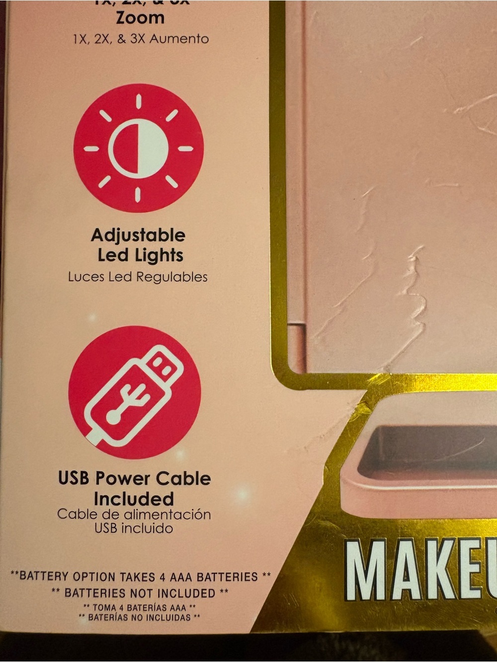 Elle LED Makeup Mirror - Pink - Picture 6 of 8